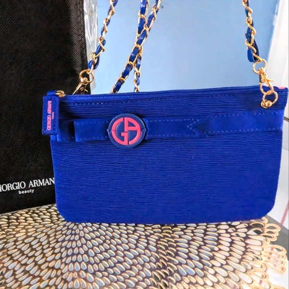 Giorgio Armani Handbags - Giorgio Armani Royal Blue Clutch with Gold Accents